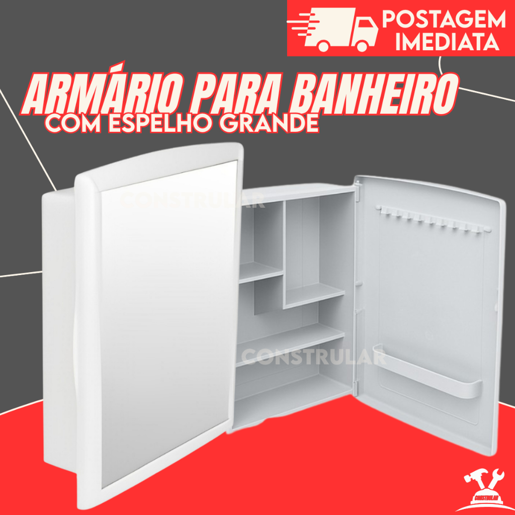 Armário de Banheiro com Espelho Grande – Armário Suspenso Dual Espaçoso com Porta e Prateleiras em Oferta na Shopee