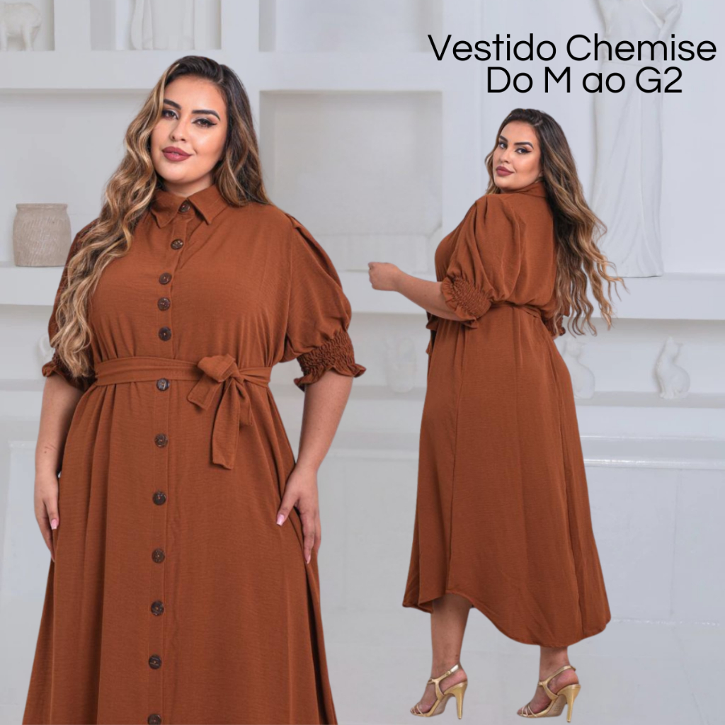 Vestido Feminino Chemise Casual Social Evangélico Confortável