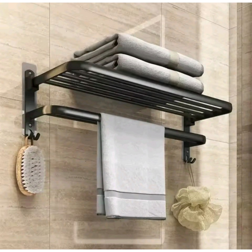 Toalheiro Suporte Dobrável de Parede para Toalhas com Gancho – 90° de Rotação Jiu Long
