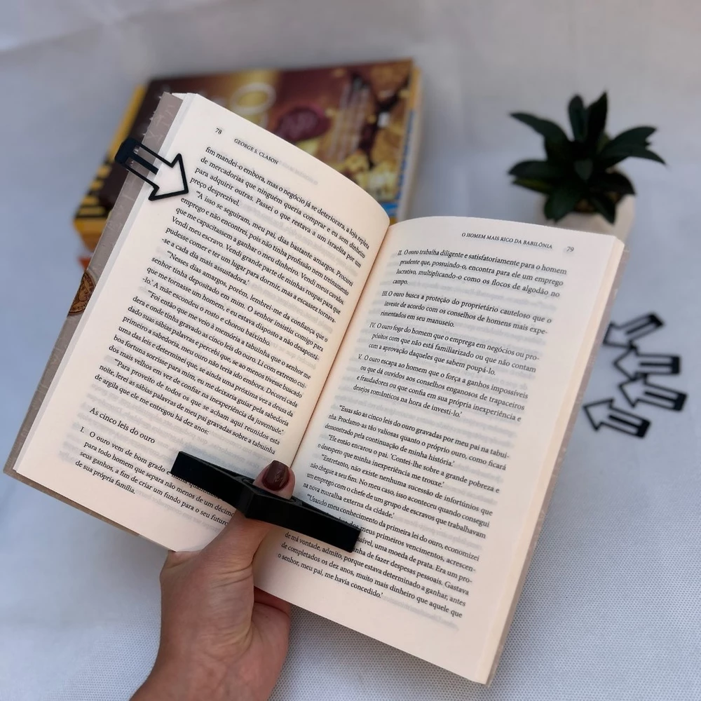 kit marcador de pagina mais suporte anel para leitura livro