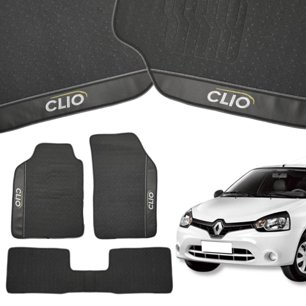 Tapete Borracha Clio 2012 2013 2014 A 2018 Authentique Hi-Power RS Impermeável 3 Peças Preto Premium