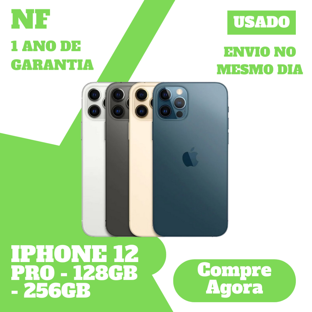 Usado: iPhone 12 PRO • 128GB - 256GB • Original - 1 Ano De Garantia - Nota Fiscal em Oferta na Shopee
