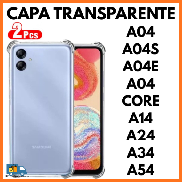 Capa Transparente TPU Anti Shock Para Samsung A04 A04S A04 CORE A04E A14 A24 A34 A54