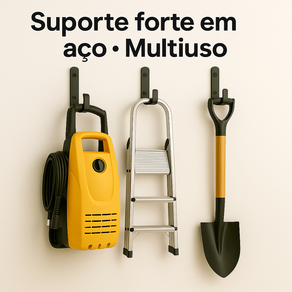 Gancho Parede 10x7cm Aço 1020 Preto Fosco Multiuso Suporte Lixo Ferramentas Alta Resistência Organizador Metal