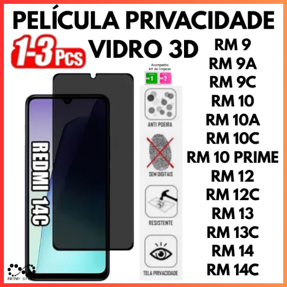 Película De Privacidade 3D Anti Spy Para Xiaomi Redmi 9 9A 9C 10 10 PRIME 10A 10C 12 13 14C