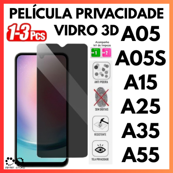 Película De Privacidade 3D Vidro Para Samsung A05 A05S A15 A25 A35 A55