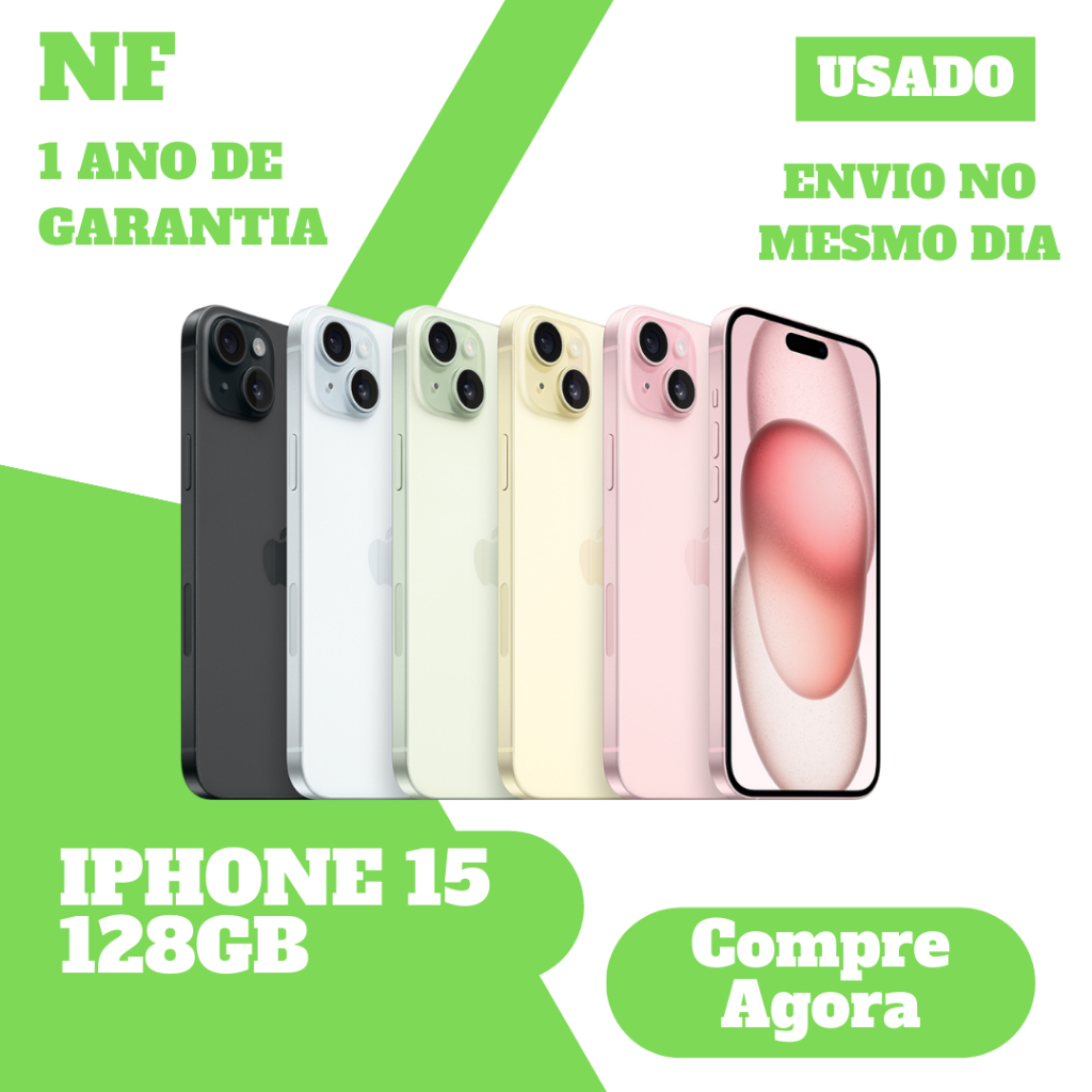 Usado: iPhone 15 128GB - Original com NF - 1 Ano de Garantia - Seminovo em Oferta na Shopee