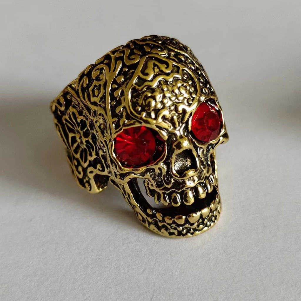 Anel Ajustável em Legítima Original Crânio Rubi XC-073 em Oferta na Shopee