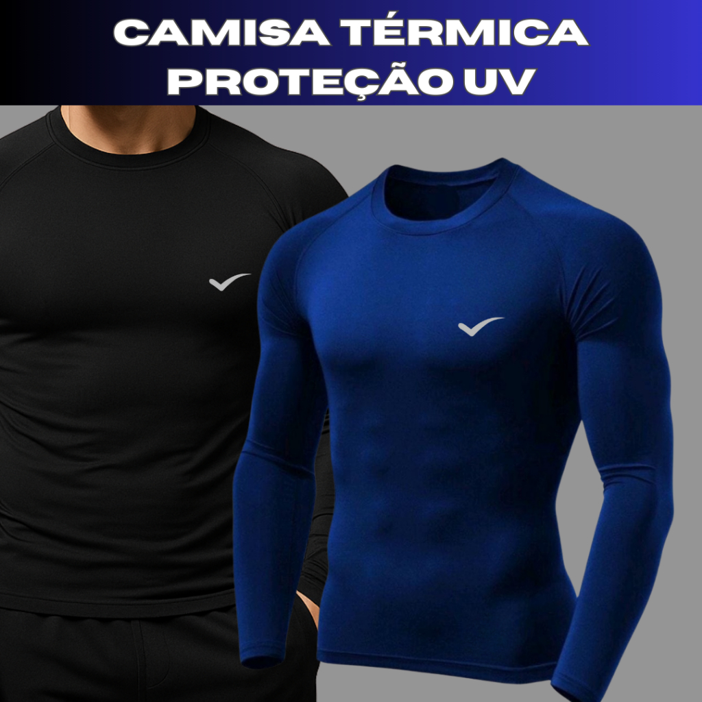 Camisa Térmica Proteção Uv 50+ Segunda Pele Camiseta Blusa Malha Fria Unissex Academia Manga Longa