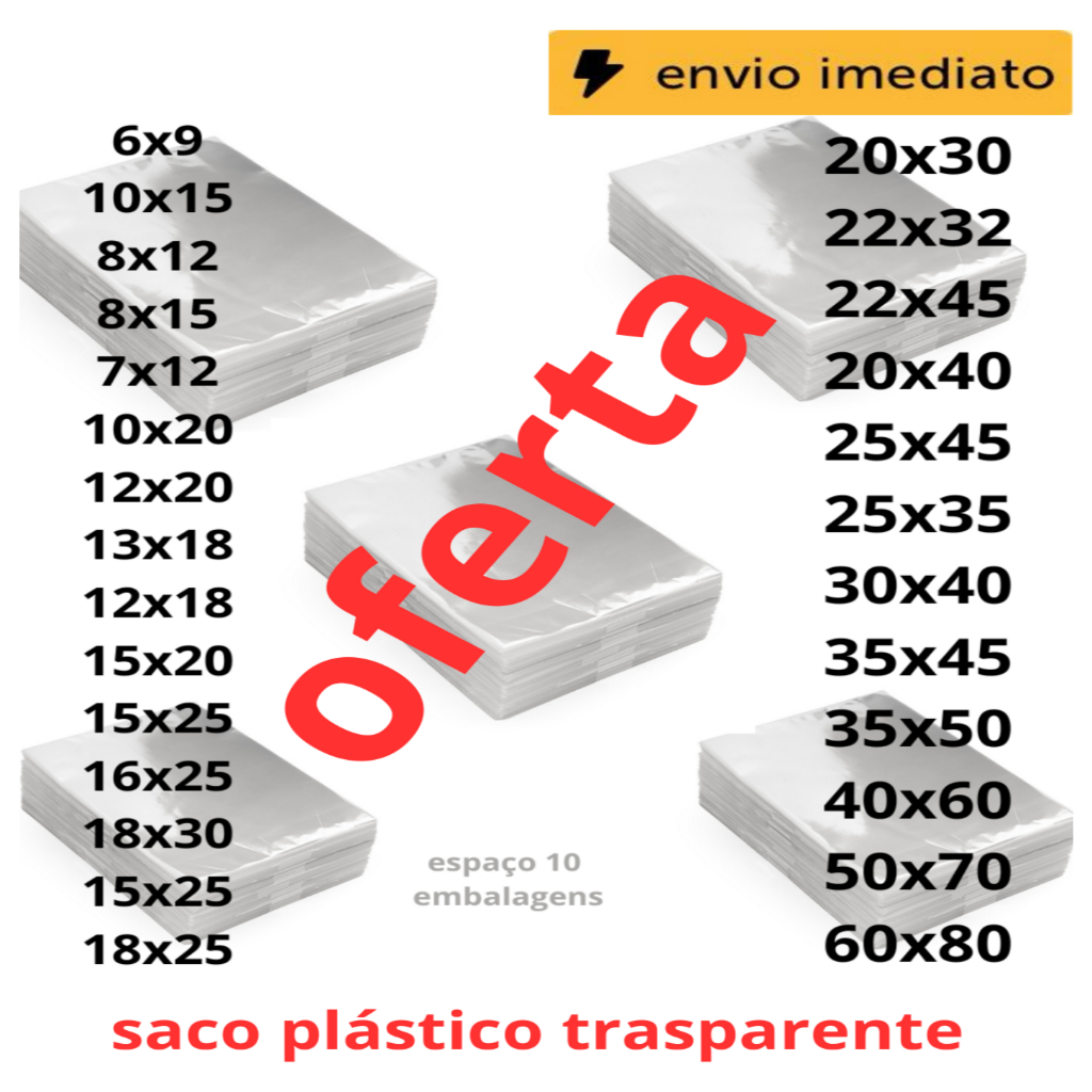 100 / 50 saco poli transparente tipo celofane alta qualidade saquinho plástico em Oferta na Shopee