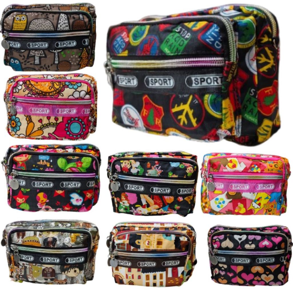 Bolsa Pochete Multi-funcional de Cinto e Com Alça auxiliar Para Ombros Estampada Colorida B-697 em Oferta na Shopee
