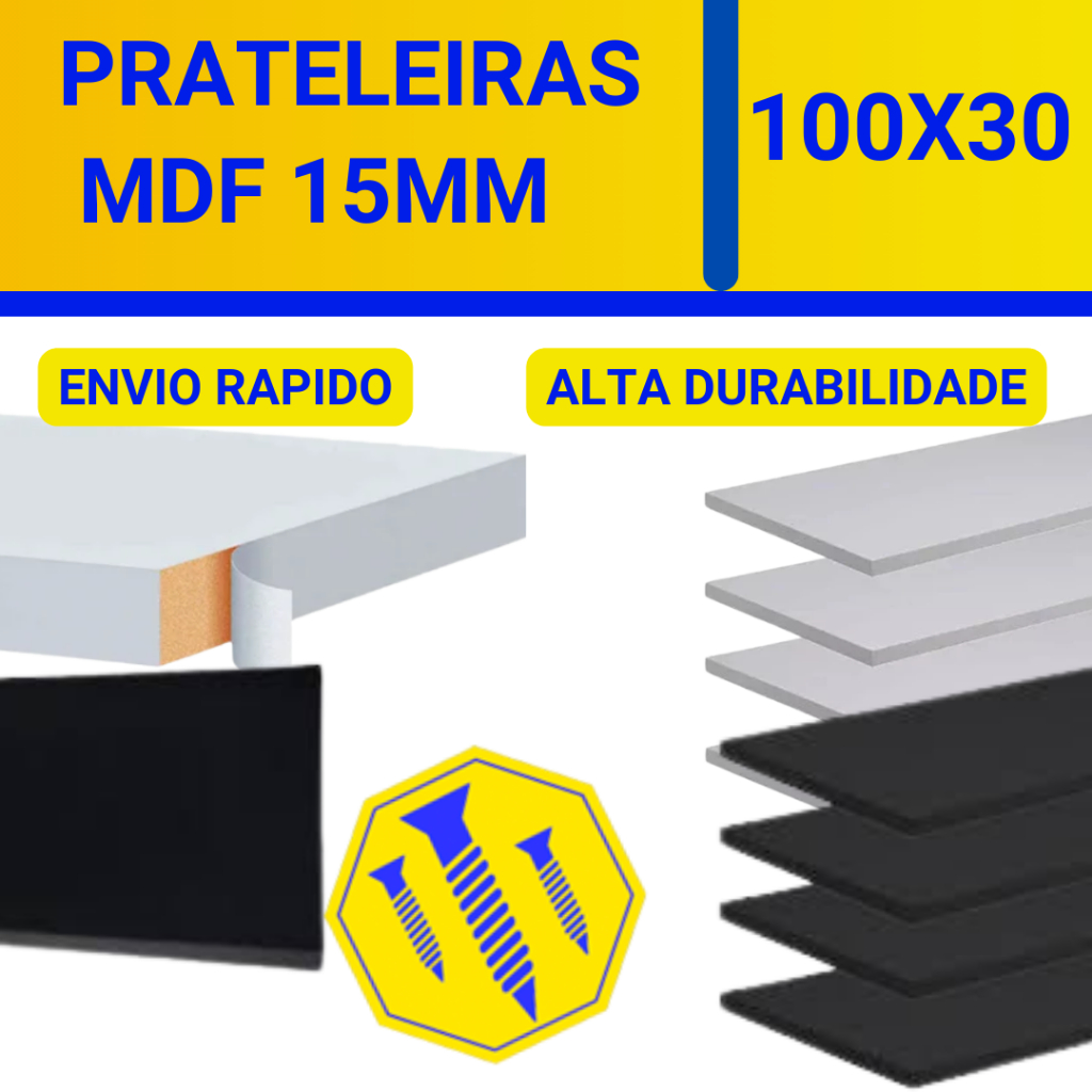 Prateleira 100x30cm Lisa Mdf 15mm Branco nicho parede prateleiras Bancada em Oferta na Shopee