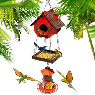 Comedouro Tratador Para Pássaros Com Bebedouro Beija-flor