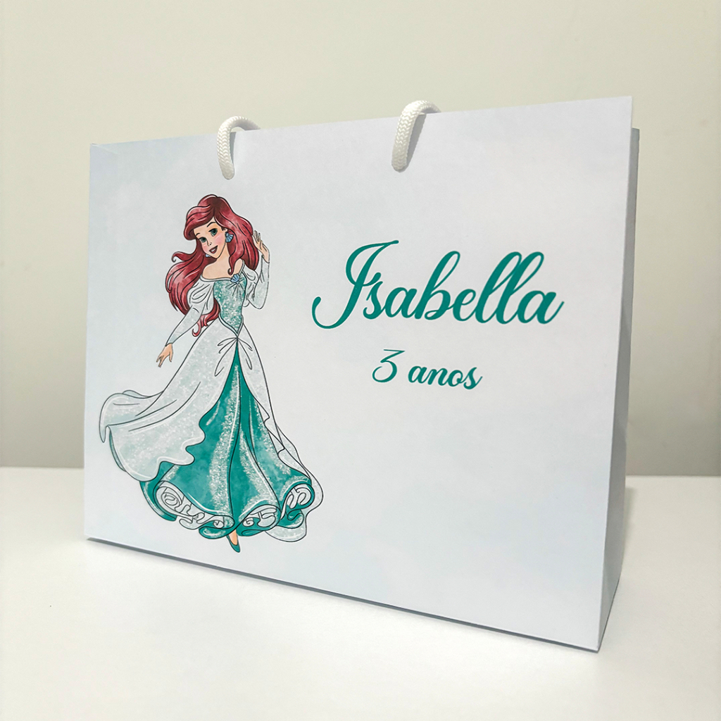 Sacolinha Sacola Personalizada | Chá de bebe | Lembrancinha Princesa Ariel A pequena sereia