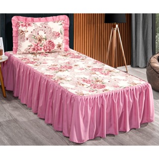 Jogo de Colcha Solteiro Floral + 1 Porta-Travesseiro | Facil Lavagem | Facil de Colocar em Oferta na Shopee