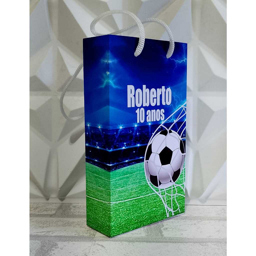 Sacolinha Personalizada FUTEBOL Aniversário Infantil Mimos e Lembrancinhas para Festa KIT PEGUE E MONTE