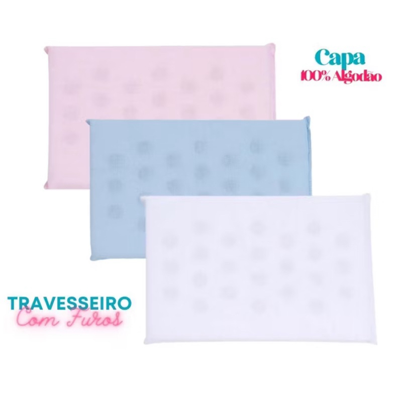 Travesseiro de bebê Anti Sufocamento com Furos Antialérgico em Oferta na Shopee