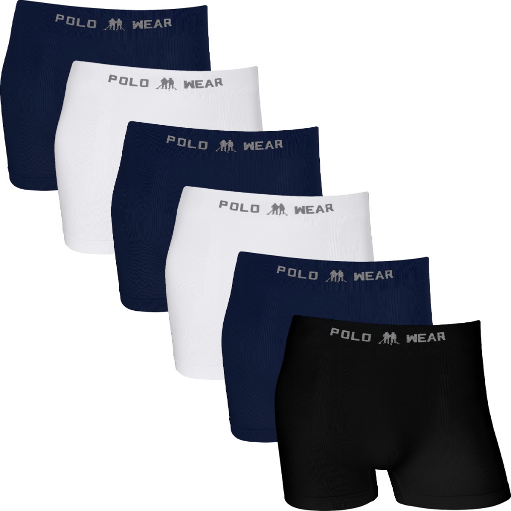 Kit 6 Cuecas Boxer Polo Wear Poliamida Sem Costura Masculina Elastano Premium Cueca Box Adulto Confortável Original em Oferta na Shopee
