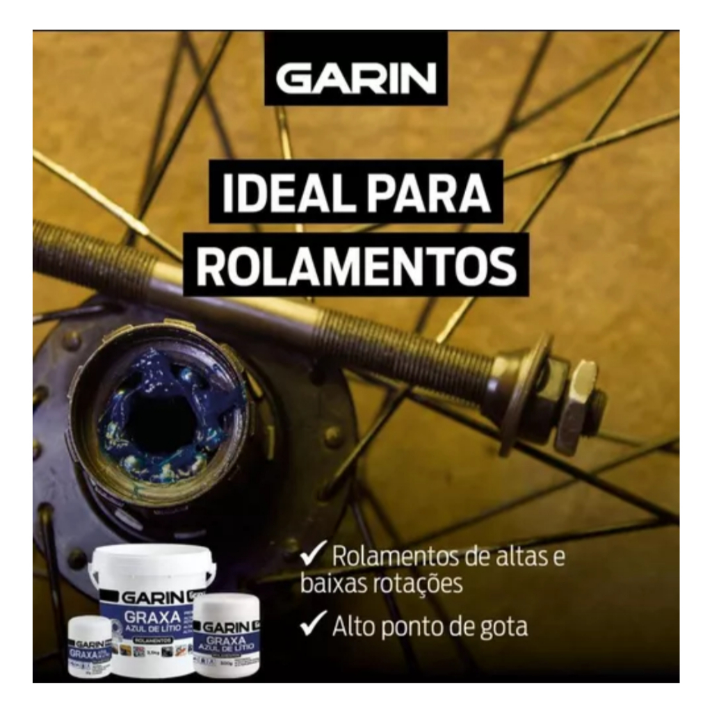 Graxa Azul Lítio 80g Garin Lubrificante Alta Temperatura Rolamento Mancal Corrente Engrenagem