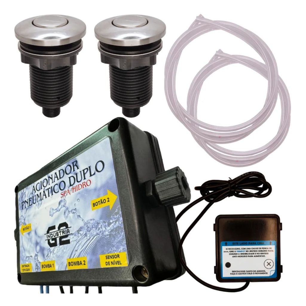 Botão Pneumático Duplo Acionamento Com Sensor De Nivel Hidro