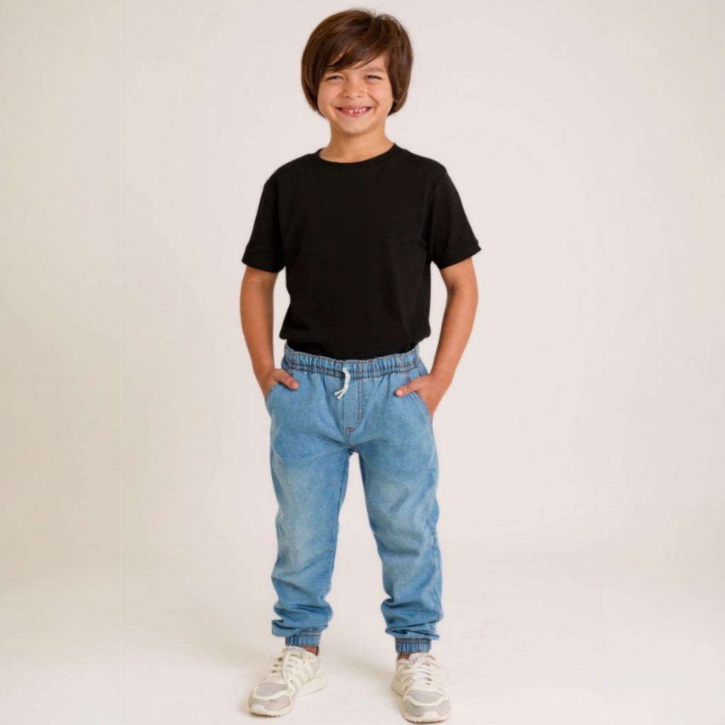 Calça Jeans Jogger Infantil Menino Sarja
