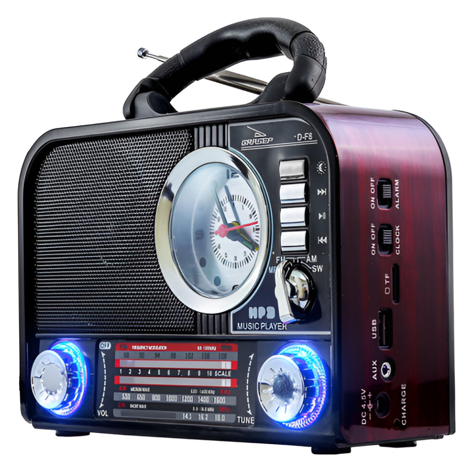 Rádio Retrô Vintage Portátil com bluetooth carregavel na Tomada Pilha Am Fm Sw Com Sd Usb Áudio em Oferta na Shopee