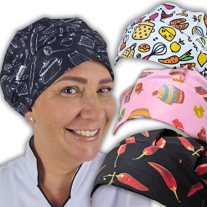 touca de cozinha feminino personalizada gorro para confeitaria em Oferta na Shopee