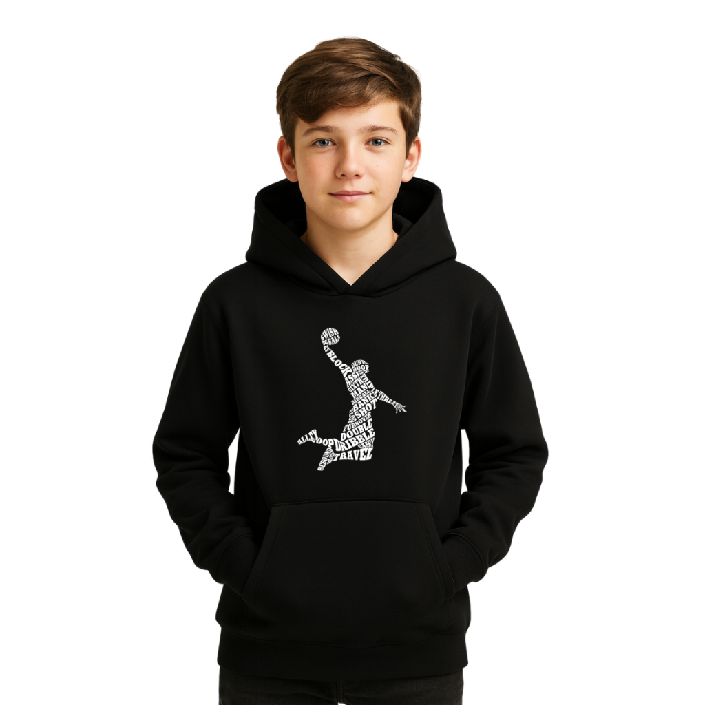 Moletom Infantil Masculino Feminino Canguru Estampado Basketball Com Bolsos e Capuz Blusa De Frio