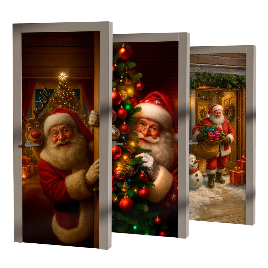 Capa Porta Papai Noel Realista Tecido Sublimado 0.85x2.15