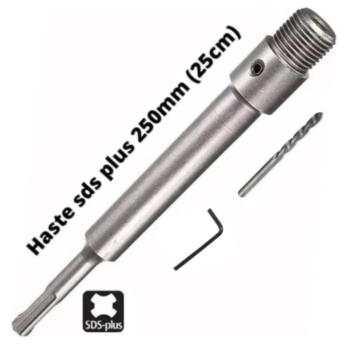 Haste Guia Suporte 25cm (250mm) Adaptador Para Serra Copo Videa Sds Plus - Cromo Vanádio