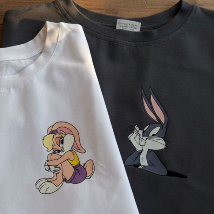 Kit de Camiseta Casal Apaixonados Temos Plus Size Coelhos Animados Conjunto Casal 2 Camisetas