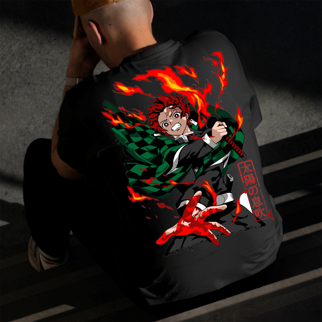 Camiseta Masculina Estampada Tanjiro Fogo 100% Algodão Estilo Conforto Diário Do Tamanho P ao GG