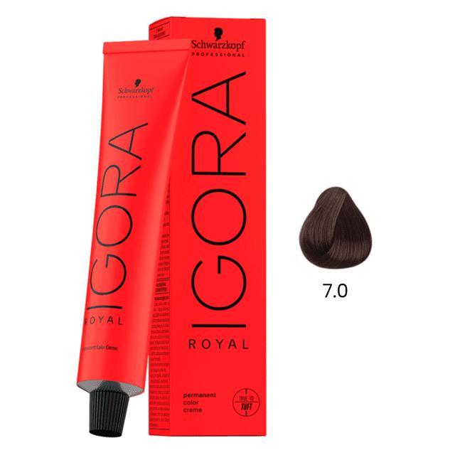 TINTA CREME PERMANET COLOR IGORA PROFISSIONAL 7-0 LOURO MEDIO NATURAL