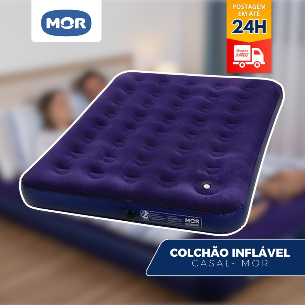 Colchão Inflável Casal com inflador Acoplado Multiuso - Mor