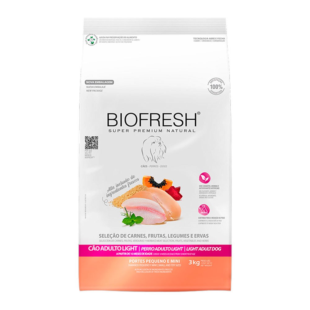 Ração Biofresh Light Para Cães Raças Mini e Pequenas Seleção de Carnes, Frutas e Legumes 3kg