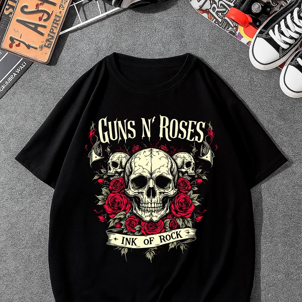 Camiseta Tradicional Algodão Streetwear Guns N Roses Estilo De Rua em Oferta na Shopee