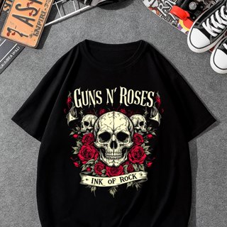Camiseta Tradicional Algodão Streetwear Guns N Roses Estilo De Rua em Oferta na Shopee