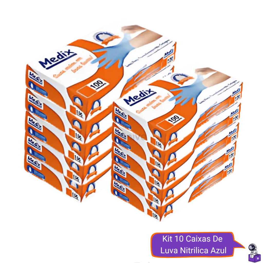Kit 5 ou 10 Caixas Luva Nitrílica Azul Descartável Sem Pó 500 a 1.000 Unidades Uso Doméstico em Oferta na Shopee