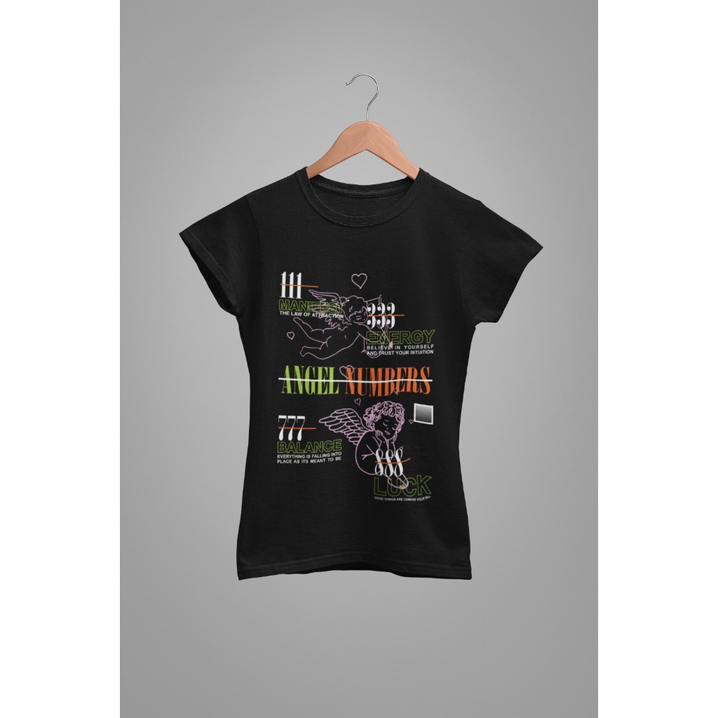 Baby Tee Angel Numbers 😇✨Camiseta Manifestar & Brilhar 💖 111 777 888