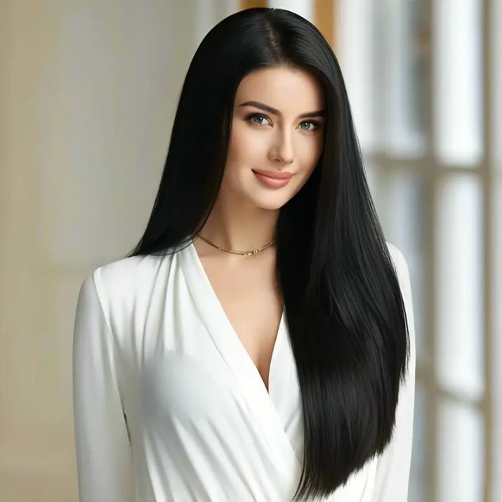 Peruca Lace Wig Fibra Futura 60cm Preto Super Natural Lisa