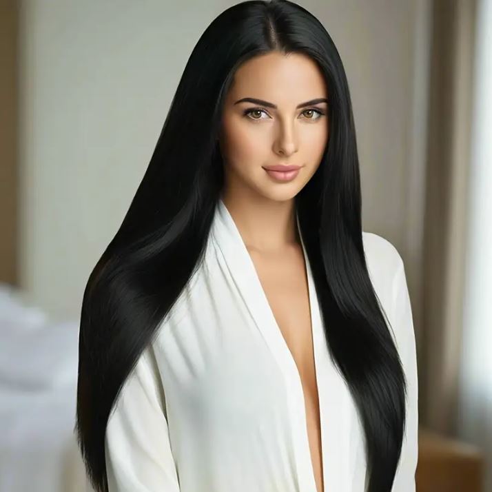 Peruca Lace Wig Fibra Futura 60cm Preto Super Natural Lisa — imagem 2 de 2