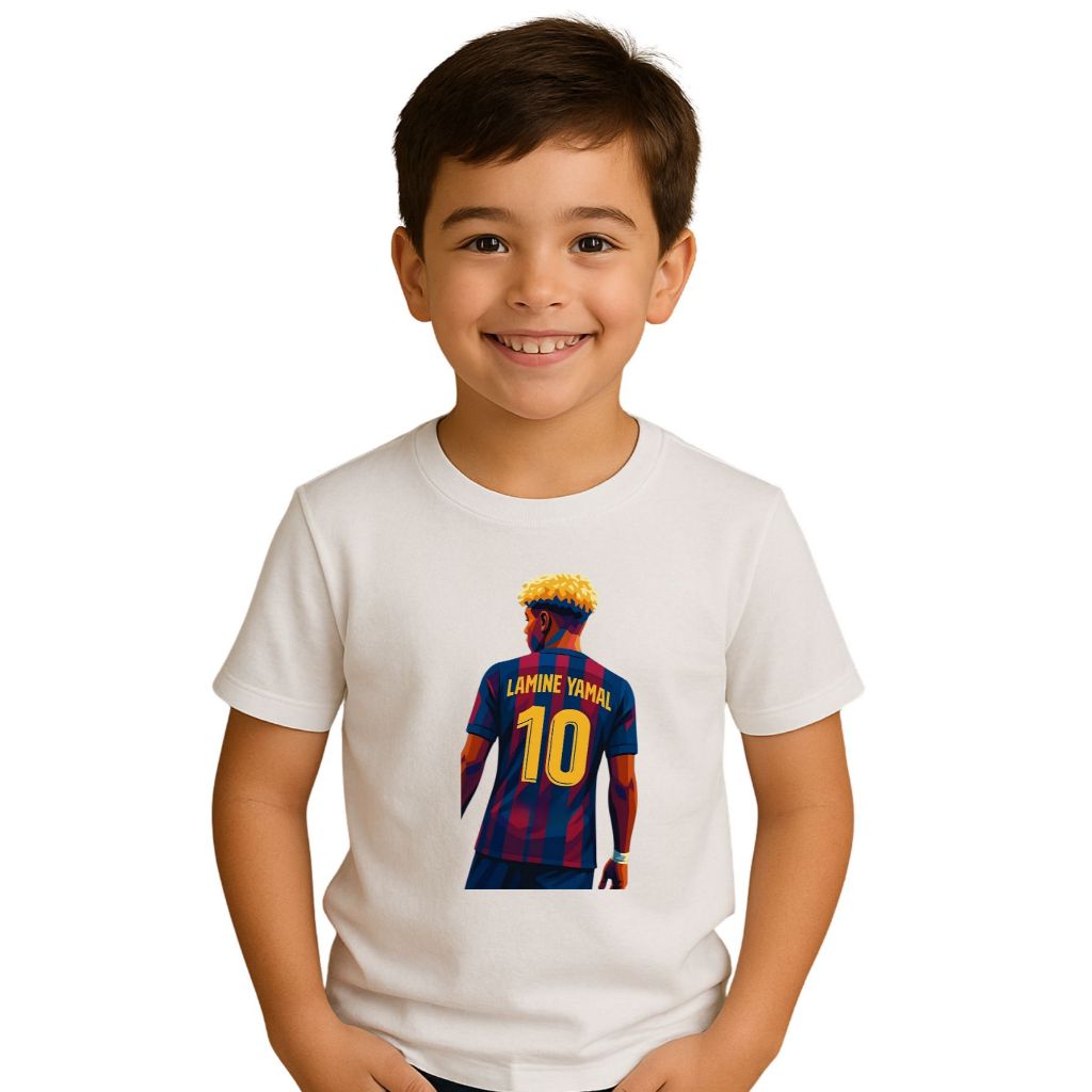 Camiseta Infantil Estampada 100% Algodão Lamine Yamal Futebol Barcelona 2007 Ryan Gênio Tamanho 2 ao 16