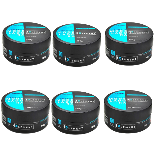 Kit 6 Pomada Modeladora Cabelo Alta Fixação Efeito Molhado Element 150g/80g