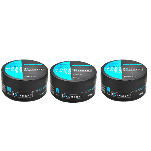 Kit 3 Pomada Modeladora Cabelo Alta Fixação Efeito Molhado Element 150g/80g