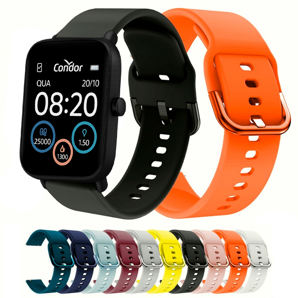 Pulseira De 20mm Compativel Com Smartwatch Condor Smart De Silicone ajustavel