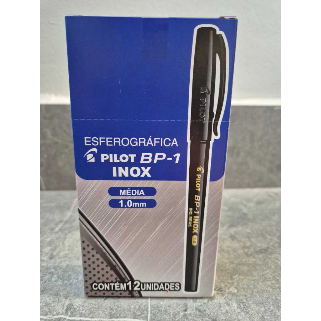 Caneta Esferográfica Bp-1 Inox 1.0mm Preto caixa com 12 Pilot em Oferta na Shopee