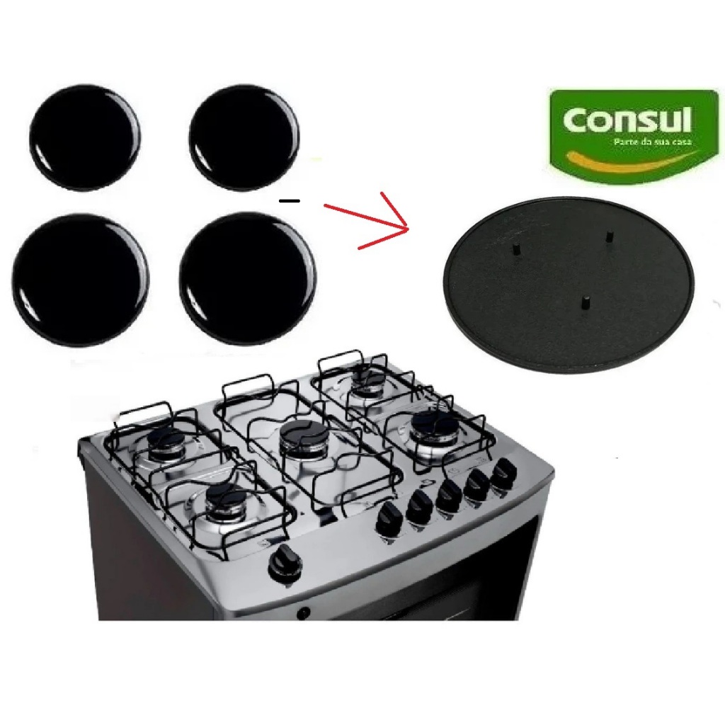 Kit/Conjunto Espalhadores Tampa Fogão Consul Facilite 4 Bocas
