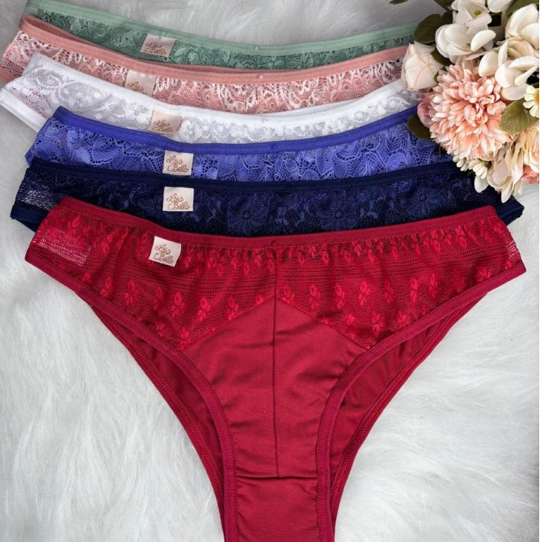 Kit Calcinhas Conforto Feminina com Renda Sexy Dia a Dia Tanga Premium