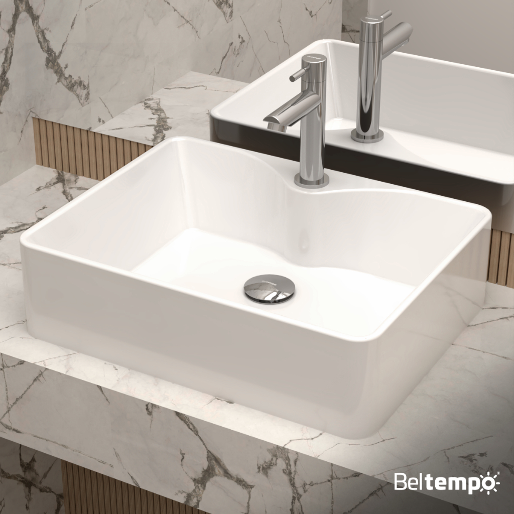 Cuba Pia de Apoio Sobrepor Retangular 48x37 Branca Banheiro Lavabo Beltempo BT-2317 em Oferta na Shopee