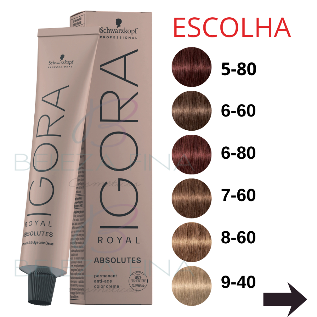 Tintura/ Coloração Schwarzkopf Professional Igora Royal Absolutes 60g - escolha a sua cor em Oferta na Shopee